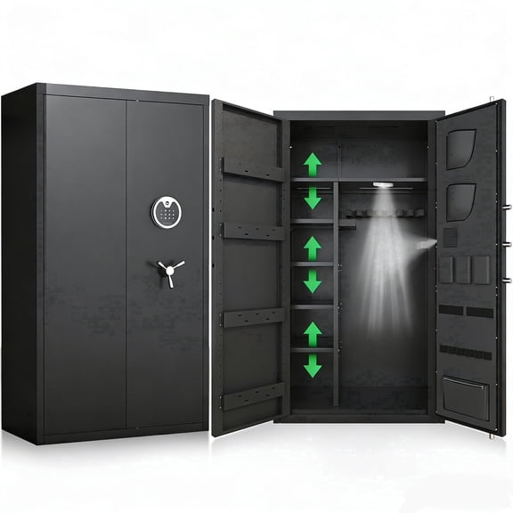 20-25 Large Heavy-Duty Gun Safe & Home Security Cabinet,Unassembled Gun Safe with Adjustable Shelf & Gun Rack, Gun Safe for Home and Shotgun, Gun Cabinet with Mute Function & Dual Alarm