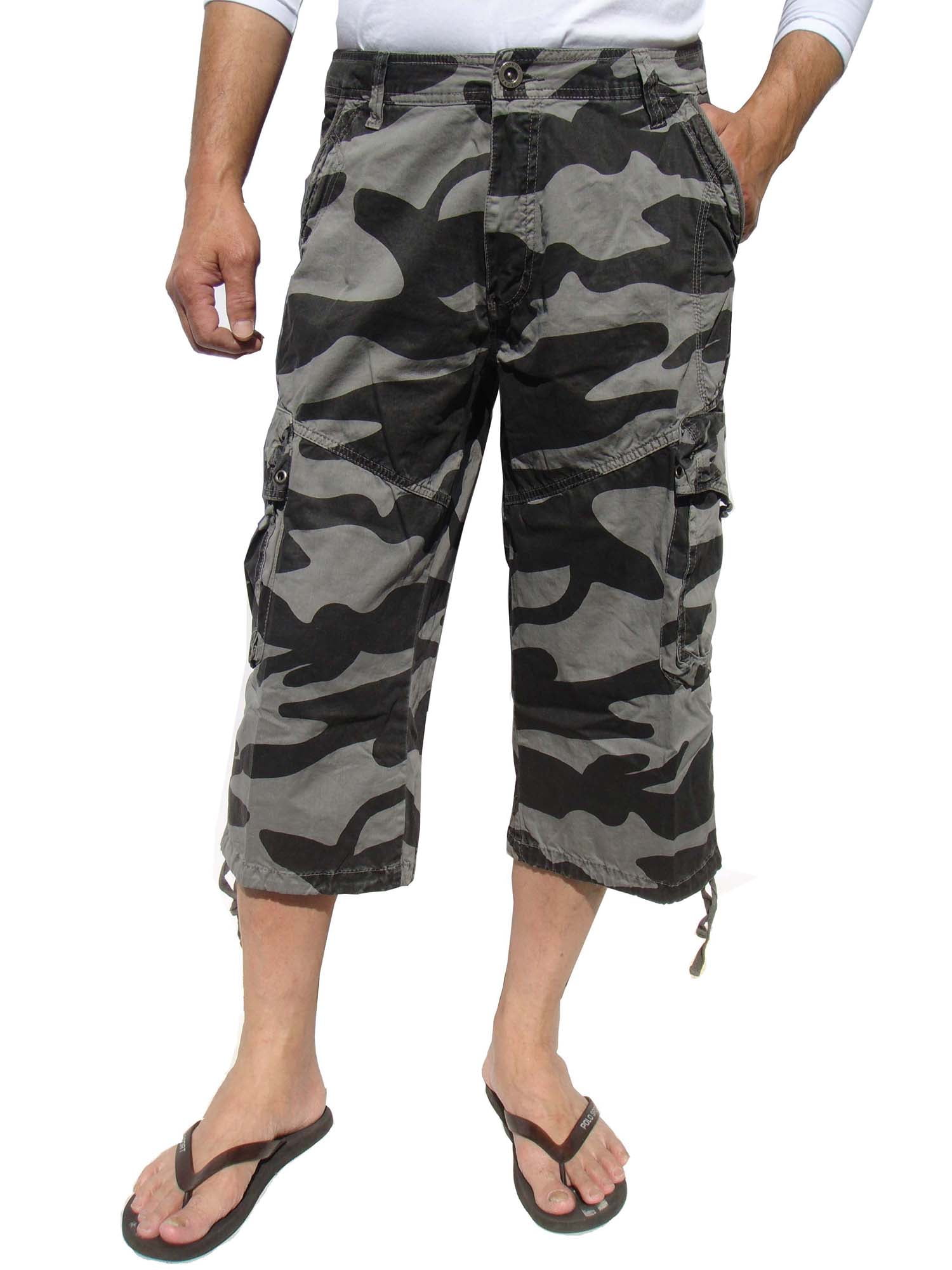 mens camo capri shorts