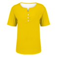 thumbnail image 3 of yunLCZ Women Shirts Women's Fashion Casual Solid Color Button Short Sleeve Top T Shirt Women's Cap Sleeve Tank Tops Yellow S, 3 of 4