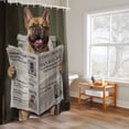 thumbnail image 4 of Funny Dog Puppy Shower Curtain, Cute French Bulldog Cartoon Newspaper Toilet Waterproof Shower Curtain Set with 12 Hooks Lightweight Bath Curtains Fabric Bathroom Decor 72x84 Inches, 4 of 9