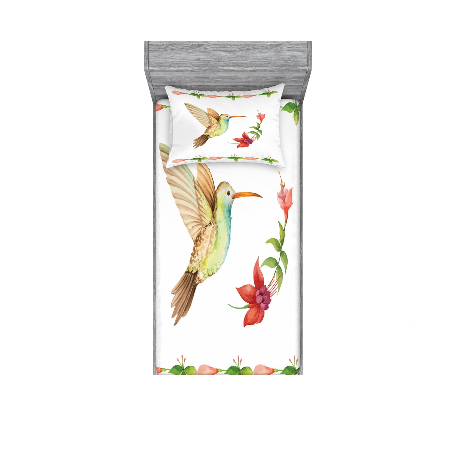 Hummingbird Bedding Set with Sheet & Covers, Hummingbird Flying over a