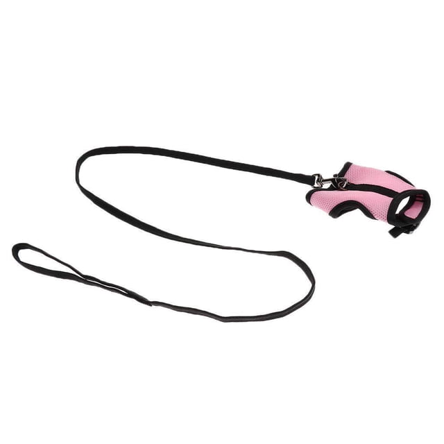Langgg Hamster Rabbit Guinea Pig Rat Ferret Breathable Mesh Harness Leash Pink L