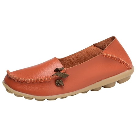 

Rdeuod Shoes For Women Round Head Casual Flat Loafers Soft Bottom Single Peas
