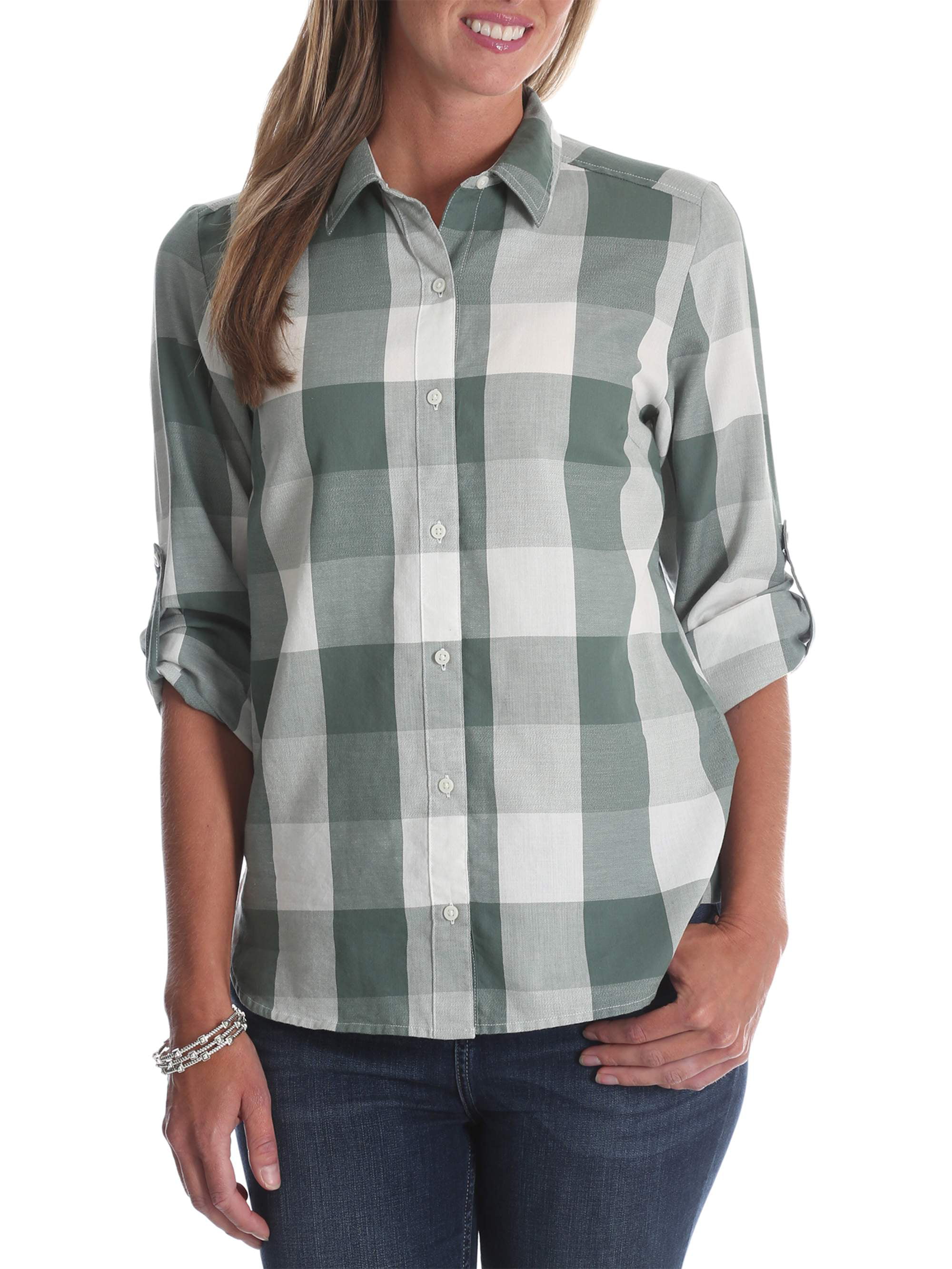 Lee Riders - Women's Long Sleeve Plaid Woven Shirt - Walmart.com - Walmart.com