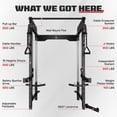 thumbnail image 6 of Wall Mounted Folding Squat Rack,1200 LBS Power Rack with Dual Independent Pulley System, 5 Adjustable Modes, Functional Trainer for Space Saving Home Gym with 1000 LB Weight Bench,Black, 6 of 9