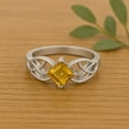 thumbnail image 3 of 5mm Square Shape Natural Citrine 925 Sterling Silver Solitaire Celtic Valentines Day Gifts Ring, 3 of 8