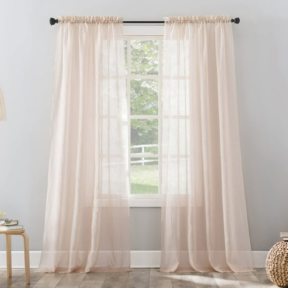 No. 918 Erica Crushed Sheer Voile Rod Pocket Curtain Panel, 51"" x 95"", Whisper Pink