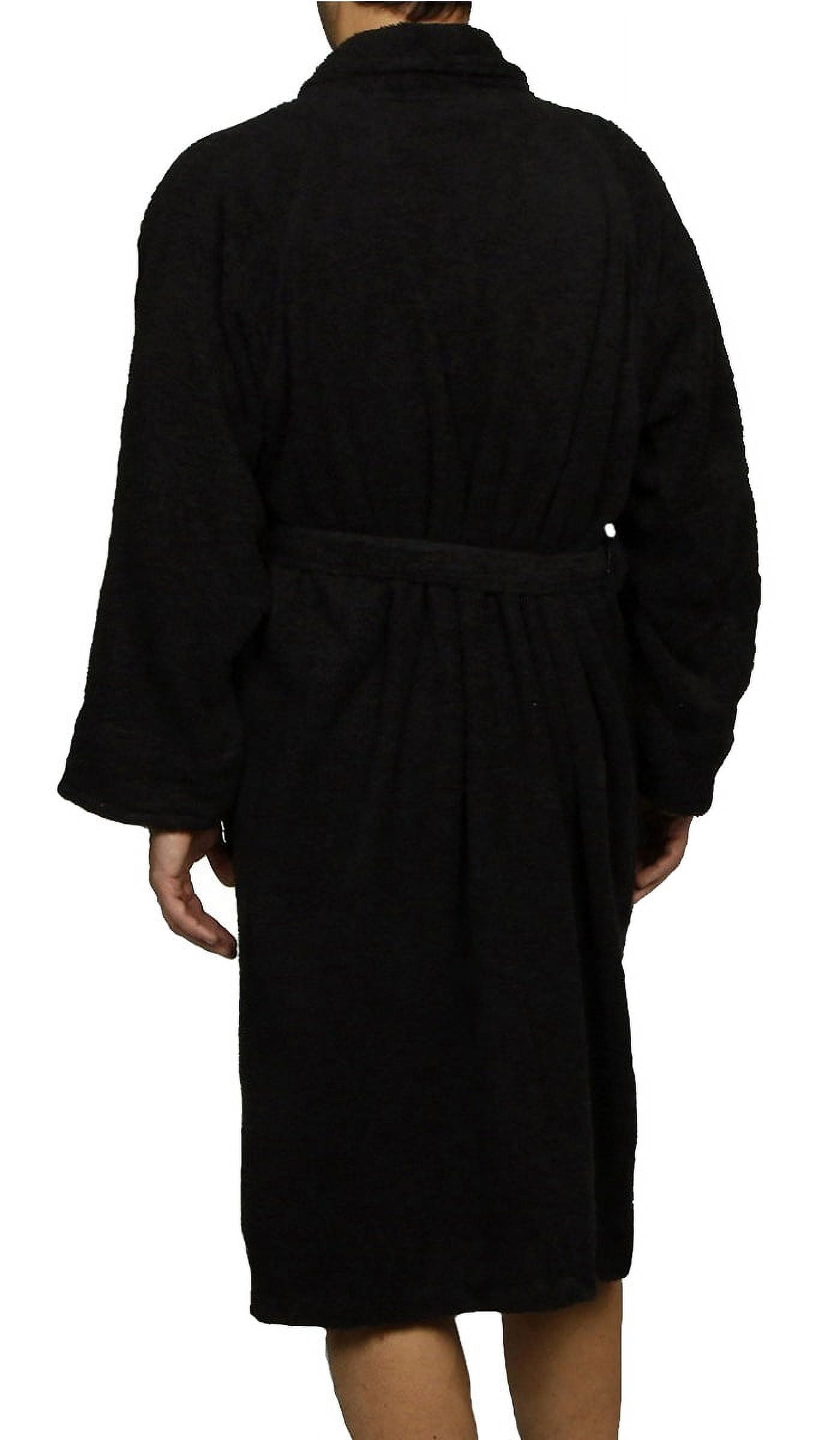 Superior Terry Cotton Adult Unisex Soft Lightweight Bathrobe, Extra Large, Black