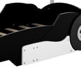 thumbnail image 3 of Kumix Twin Size Race Car-Shaped Platform Bed with Shelves and Wheels, Wooden Platform Bed for Boys and Girls, Car-Shaped Floor Bed Frame for Bedroom, Twin Size Adults Floor Bed, Black, 3 of 7