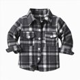 thumbnail image 3 of YIWULA Toddler Long Sleeve Plaid Jacket Baby Boys Girls Button Down Flannel Thick Shirt Fall Winter Coat for Kid(10-11 Years,Black), 3 of 5