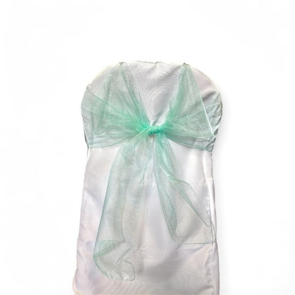 9" x 10 Ft Organza Chair Bows/Sashes Aqua(12 pieces)