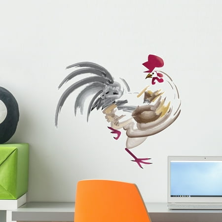 Roaster Decals Paintbrush Rooster Wall Decal by Wallmonkeys Peel and Stick Graphic (18 in H x 12 in W) WM287738 ()