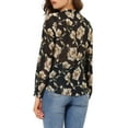 thumbnail image 4 of MODA NOVA Junior's Long Sleeve Ruffle  Button Down Floral Shirt Black M, 4 of 6