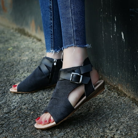 

Bescita Women Shoes Clearance Summer New Solid Color Roman Shoes Women S Daily Casual Sandals Women S Shoes Special offers Black 9
