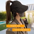 thumbnail image 2 of Sunscreen Baseball Hat, UV Protection Hiking Fishing Hats Wide Brim Cap Adjustable Ponytail Cap for Golf Beach, Beige, 2 of 9
