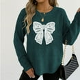 thumbnail image 5 of ClodeEU Women's Crew Neck Sweaters,Bow Sweater Pullover,Long Sleeve Comfortable Top Green,Womens Plus S, 5 of 6