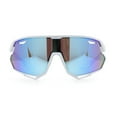 thumbnail image 4 of Boys Color Mirror Sportsmans Shield Oversized MTB Wrap Around Plastic Sunglasses White - Blue Mirror, 4 of 7