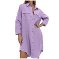 thumbnail image 3 of HAOTAGS Womens Oversized Button Down Shirts, Loose Fit Long Sleeve Casual Collared Blouse Tops Purple XL, 3 of 9