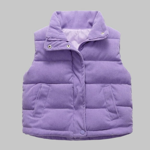 AUNVITO Thickened Warm Sleeveless Puffer Vest for Boys & Girls 1-12Y, Solid Color Quilted Cotton Casual Outerwear Baby Winter Vest
