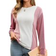 thumbnail image 3 of Sudadera Informal de Punto con Cuello Redondo y Bloques de Color para Mujer, de Larga, Holgada y para Otoño Rosa M, 3 of 7