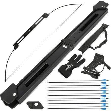 AMEYXGS 55" Folding Bow and Arrow Set Draw Weight 35LB Aluminum Alloy Riser Recurve Bow for Left and Right Hand Archery Hunting