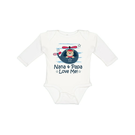 Inktastic Nana and Papa Love Me Grandson Boys Long Sleeve Baby Bodysuit