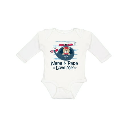 

Inktastic Nana and Papa Love Me Grandson Gift Baby Boy Long Sleeve Bodysuit