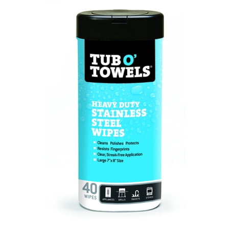 Tub O’ Towels Stainless Steel Polishing Wipes, 40 wipes canister