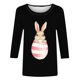 thumbnail image 5 of Tops de Cuello Redondo para las Mujeres Pascua Impresa 3/4 Mangas Blusa, Ligera Imitación Algodón Top Casual, 5 of 5