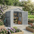 thumbnail image 2 of 8 X 6 Ft Outdoor Plastic Storage Shed with Floors, Resin Tool Shed with Lockable Door & Vents, Perfect for Yard, Garden, Gray, 2 of 10