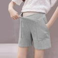 thumbnail image 2 of Hinvhai Maternity Athletic Shorts, Adjustable Waistband Pregnancy Lounge Shorts Active, Loose Maternity Shorts Gray L(L), 2 of 6