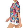 thumbnail image 5 of HAPPY BAY Women's Floral Beach Hawaiian Shirt Summer Blouse Short Sleeve Button Down Dress Tops Tee Shirts Blouses for Women S Ikkat, Multicoloured, 5 of 6