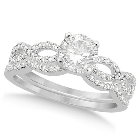 Diamond Palladium Engagement Setting - Twisted Infinity Round Diamond Bridal Ring Set Palladium (2.13ct)