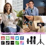 RONY Wireless Lavalier Lapel Microphone Compatible with iPhone iPad - Professional 2 Clip-on Mini Bluetooth Mics for YouTube Interview Livestream Vlog Podcast