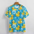 thumbnail image 3 of Rubber Ducks Bubbles Blue Women's Short Sleeve Tops Casual Blouses T Shirt, 3 of 6