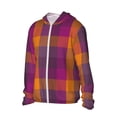 thumbnail image 2 of Sigee Purple Yellow Buffalo Plaid Print UPF50+ Men's Sun Protection Hoodie Shirt SPF UV Shirt Long Sleeve Fishing Outdoor Lightweight, S-3XL, 2 of 9