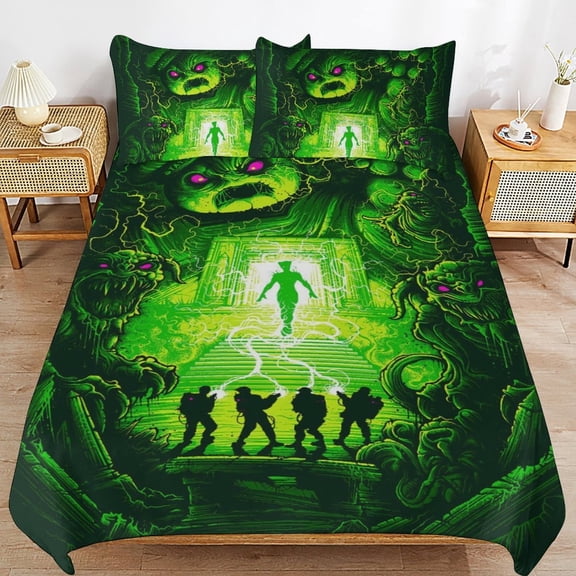 3 Piece Comfortable Bedding Set Ghostbusters Duvet Cover Twin Bed with 2 Pillowcase 86"x70"