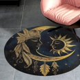 thumbnail image 3 of Golden Moon Sun Faces Art Round Area Rugs for Bedroom Living Room, 2FT Soft Comfy Indoor Circle Carpets, Carpet Home Decor Floor Mat, 3 of 6