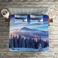 thumbnail image 2 of Ambesonne Winter Quilted Coverlet 3 Pcs, Mountain Peaks Snowy, King Size, Blue White, 2 of 2