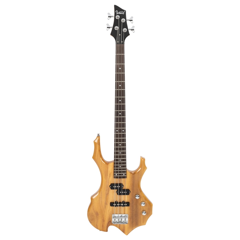 Kepooman Full Size Electric 4 String Bass Guitar for Beginner Starter Complete Kit, w/ Bag, Strap, Paddle, Cable, Wrench Tool, Burlywood