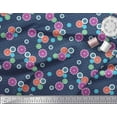 thumbnail image 3 of Soimoi Blue Cotton Cambric Fabric Artistic Flower & Geometric Printed Fabric 1 Yard 56 Inch Wide, 3 of 3