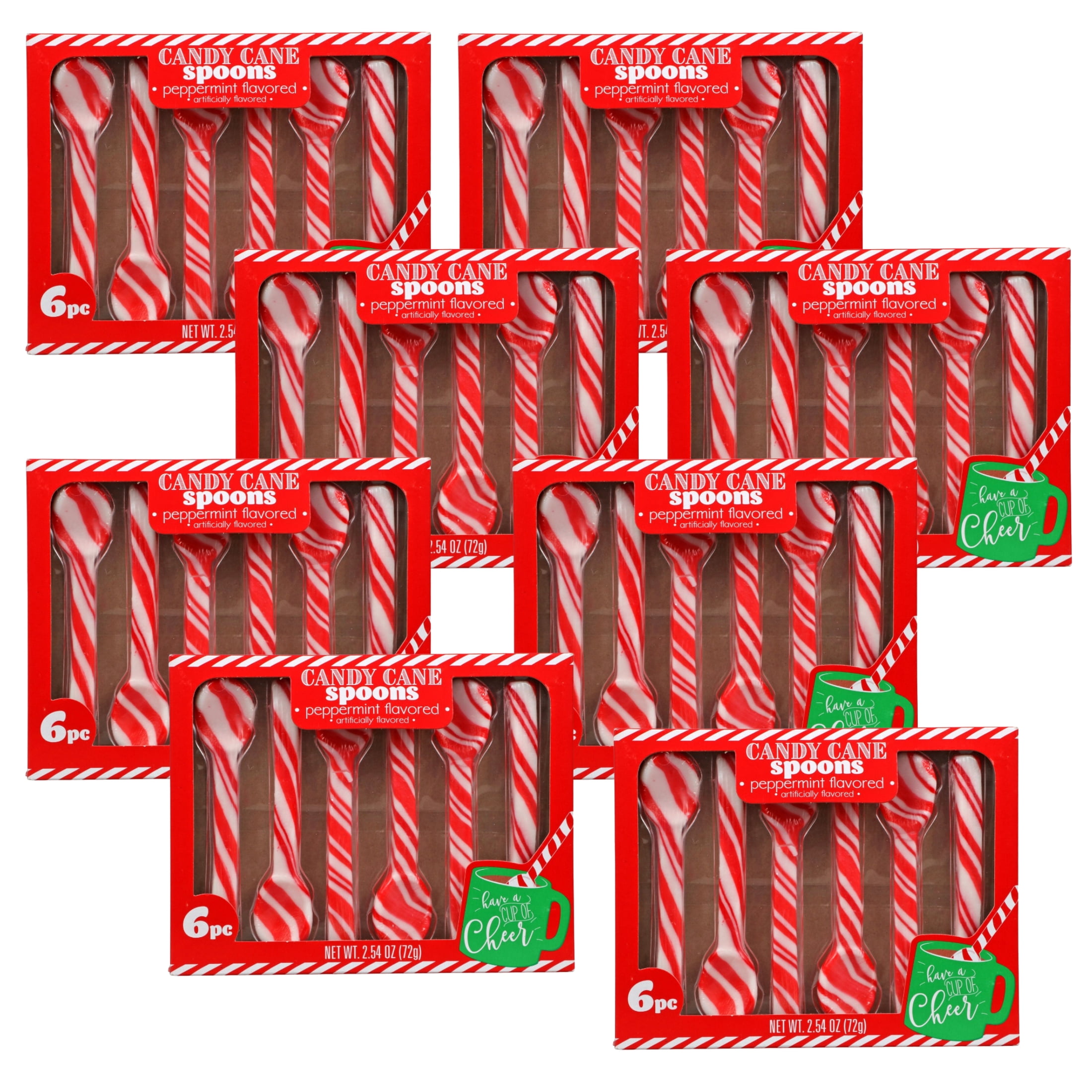 48Ct Candy Cane Spoons Peppermint Flavored Edible Hard Christmas Spoon