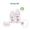 Wee Baby Heroes Newborn Baby Bottle Feeding Starter Gift Set, Soother, Soother Chain, Breast-Like Nipple for Natural Latch, Anti-Colic Features, BPA Free, Pink/Girls, 4-Count