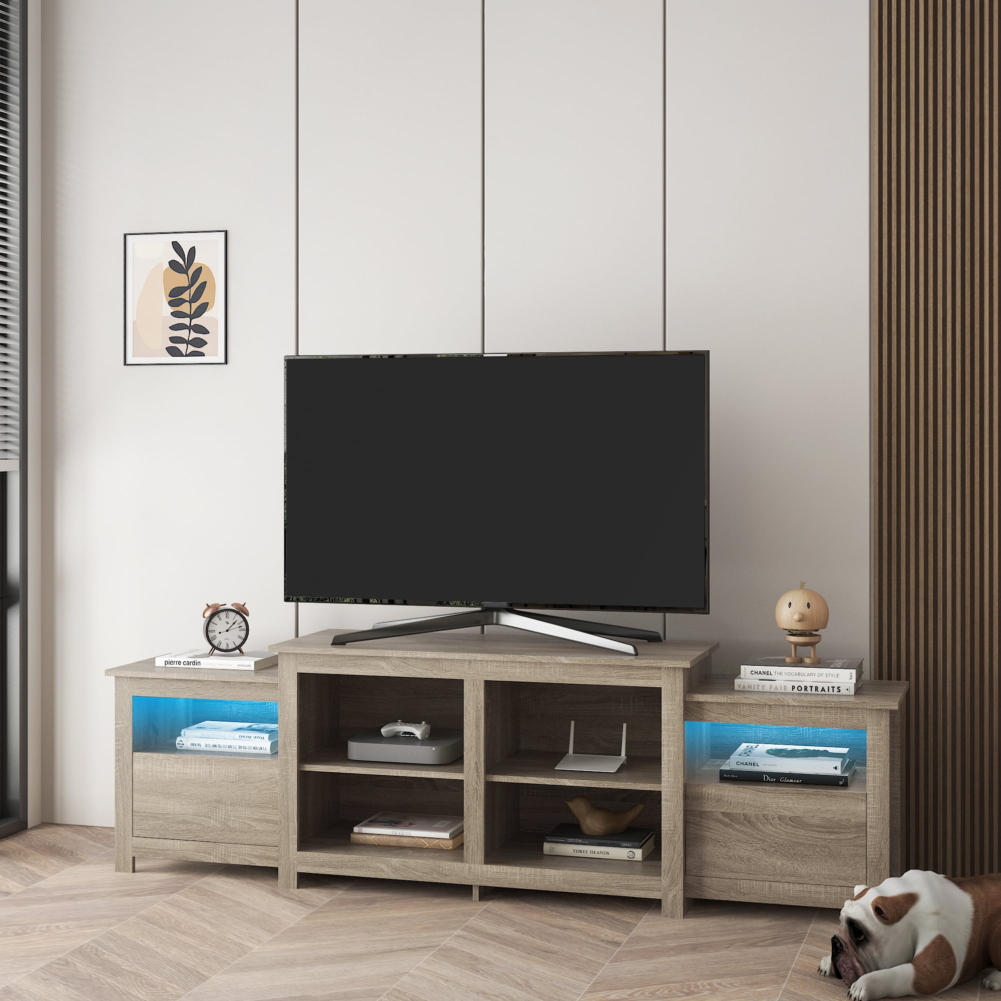 Yardi Yard Modern Farmhouse Media Entertainment Center for TVs up to 80", Wood TV Cabinet for Living Room Light Coffee Yardi Yard Modern Farmhouse Media Entertainment Center for TVs up to 80", Wood TV Cabinet for Living Room Light Coffee