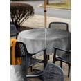 thumbnail image 5 of Outdoor Tablecloth with Umbrella Hole for Patio/Picnic/Party/Camping, Black Grey Ombre Waterproof Table Cloth Square Cover Washable, Coastal Beach Modern Abstract Art (54"x 54"), 5 of 8