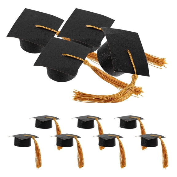 Tineasur 20Pcs Graduation Hat Goblet Covers Black Wine Cup Decor for Celebrations