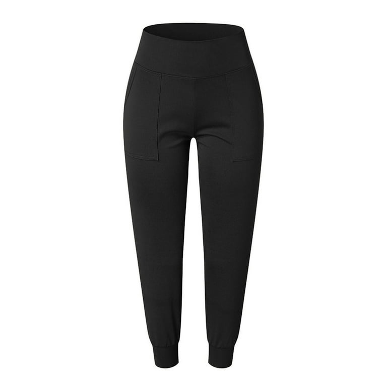 RQYYD Reduced Women's Plus Size Joggers High Waisted Yoga Pants with Pockets  Loose Leggings for Women Workout, Athletic, Lounge(Black,XL) 