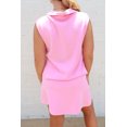 thumbnail image 6 of Women's Pink Solid Sleeveless Tank & Skort Set – Zipper Activewear Outfit for Summer & Daily Wear, XL, 6 of 12