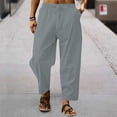 thumbnail image 2 of FhsagQ Male Summer Men's Casual Pants Elastic Waist Drawstring Men's Vintage Pocket Loose Low Waist Drawstring Linen Pants Casual Pants Jogging Mens Casual Pants Slim Fit Relaxed Fit Summer XXXXL, 2 of 7