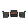 thumbnail image 2 of 4-Piece Outdoor Patio Conversation Sofa Set with Cushions, Black/Orange, 2 of 14